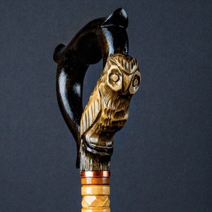 Owl cane Wood carved walking cane Owl walking stick Comfortable accessory Best gift idea Walking Stick for men for Walking Stick for women