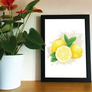 Watercolour Lemon Art Print A4 Printed on Recycled Paper Digital Art Print Fruit Print Gift Birthday Christmas Anniversary image 5