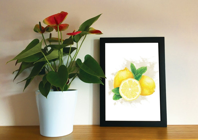 Watercolour Lemon Art Print A4 Printed on Recycled Paper Digital Art Print Fruit Print Gift Birthday Christmas Anniversary image 5