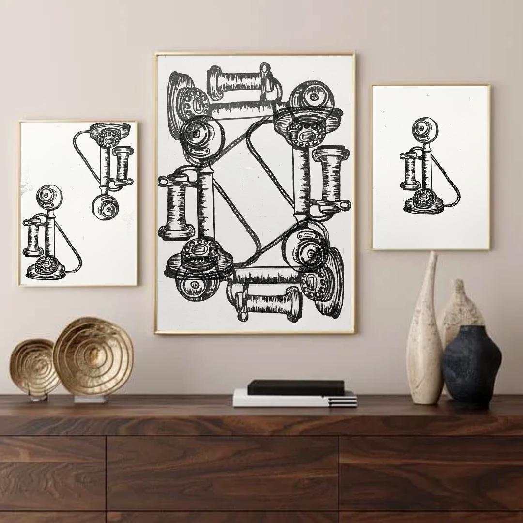 Limited Edition Candlestick Telephone Screen Print: Signed Art Print