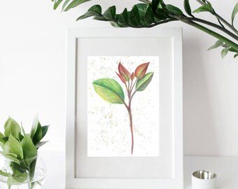 Aquarell Blätter Art Print / A4 / Gedruckt auf Recycling Papier / Digital Art Print / Nature Print | Geschenk | Weihnachten | Geburtstag | Jubiläum