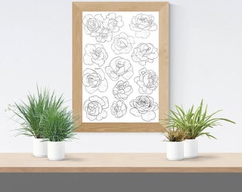 Rose Kunstdruck | Collage aus Rosen Kunstdruck | Digitaler Kunstdruck | Minimalistischer Kunstdruck | Floraler Kunstdruck | Blumen | Geschenk | Weihnachten