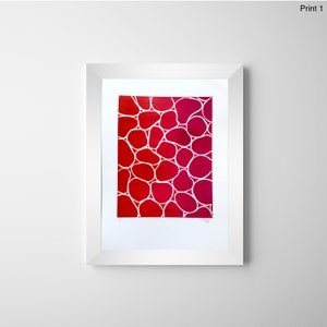 Limitierte Auflage 'Pebbles 2' Linoldruck Unterschiedliche Farben Linoldruck Wandkunst A4 Rosa Rot Schwarz Blau Grün Geschenk Bild 1