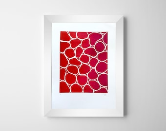 Édition limitée « Pebbles 2 » Lino Art Print | Couleurs variées | Impression d'Art Lino | Art mural | A4 | Rose | Rouge | Noir | Bleu | Vert | Cadeau