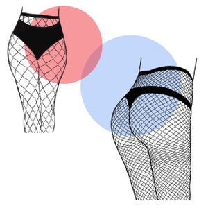 Fishnet Tights Digital Art Print Women Body Positivity Illustration A5 Minimalist Gift Birthday Christmas Valentines image 2