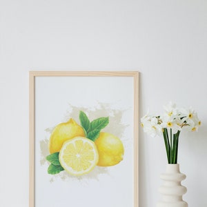 Watercolour Lemon Art Print A4 Printed on Recycled Paper Digital Art Print Fruit Print Gift Birthday Christmas Anniversary image 2