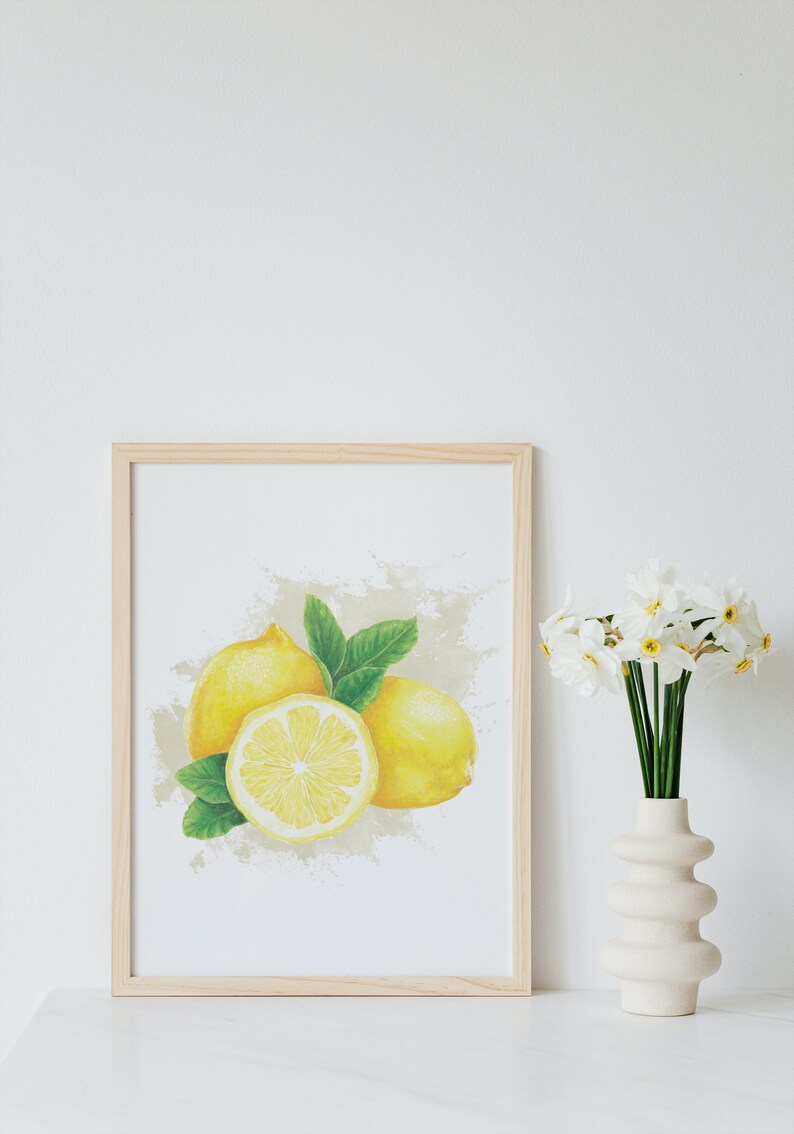 Watercolour Lemon Art Print A4 Printed on Recycled Paper Digital Art Print Fruit Print Gift Birthday Christmas Anniversary image 2