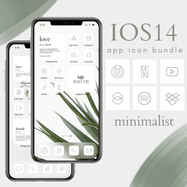 Minimalistisches Weißes App Icon Bundle, 100 iOS 14 Ästhetische Icons, iPhone Icons Minimalist, iOS14 Icons Netutral, Boho Icon Pack Homescreen Icons