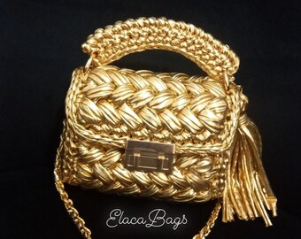 Gold Metallic Tasche, handgemachte Luxus Metallic Tasche