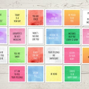 Tarjetas de positividad imprimibles, mini tarjetas de afirmaciones y notas de aliento para niños, adolescentes y adultos / Descarga digital
