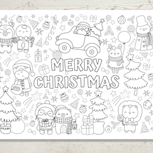 Kid Giant Christmas Coloring Page, Christmas Colouring Sheet, Merry Christmas Coloring Page Printable, Instant Download A0-A4 & 24x36 image 2