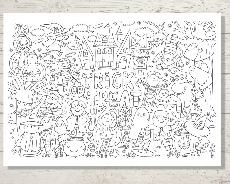 Giant Halloween Colouring Sheets, Printable Halloween Colouring Pages, Halloween Mindful ...