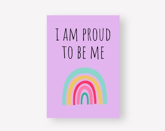 Positive Affirmation Poster, Mindfulness for Kids, I Am Proud To Be Me, Kids Bedroom Wall Art | Printable Digital Download