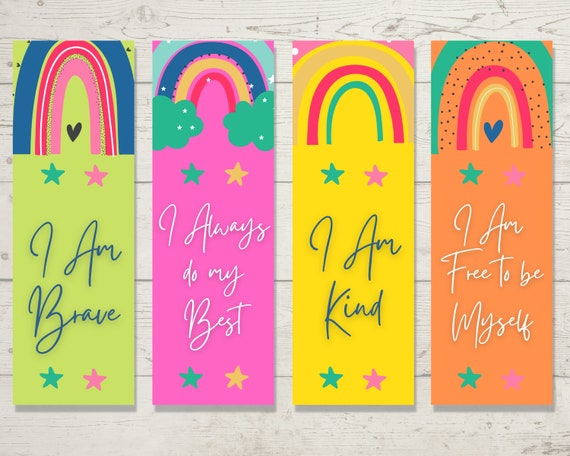 kids printable bookmarks children s positive etsy