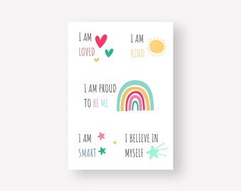 Positieve affirmatieposter: kunst aan de muur kinderkamer (digitale download)