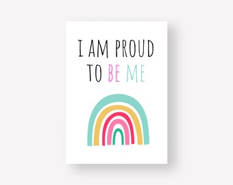 Printable Positive Affirmation Poster, Mindfulness for Kids, I Am Proud To Be Me, Kids Bedroom Wall Art | Printable Digital Download