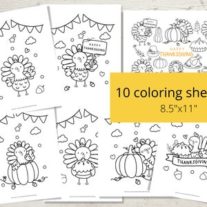 Printable Thanksgiving Coloring Pages, Thanksgiving Coloring Sheets, Turkey Coloring Pages For Kids | Instant Download | US Letter (8.5x11&quot;)