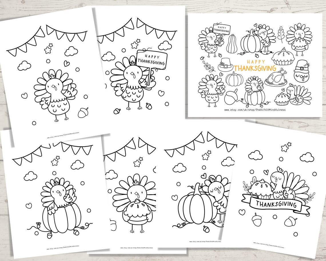 Printable Thanksgiving Coloring Pages Thanksgiving Coloring - Etsy UK