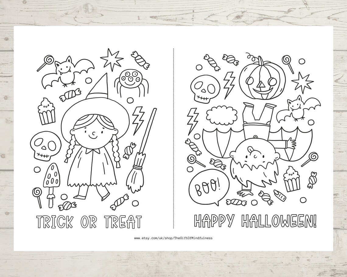 Printable Halloween Colouring Pages, Halloween Coloring Sheets, Halloween Mindful Colouring for ...