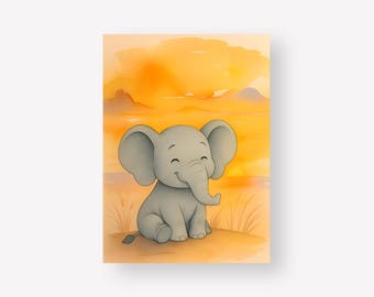 Elephant Wall Print | Children's Poster | Safari Collection | A2-A4