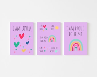 Positieve affirmatieposters: muurkunst kinderkamer (digitale download)
