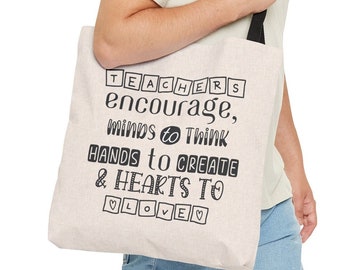 Inspirational Teacher Phrase Linen print Canvas Tote Bag Shoulder Reusable Tote Shopping Gift for her Bag Grocery Carry all Tote