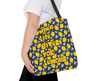 Inspirational Phrase Make Lemon Cupcakes Canvas Tote Bag Shoulder Reusable Tote Shopping Gift for her Bag Grocery Carry all Tote