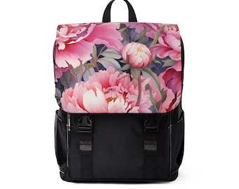 Pink Peony Backpack Unisex Casual Shoulder Backpack