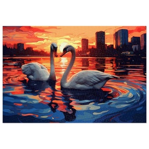 A Pair of White Love Swan Jigsaw Puzzle 1000-Piece Family Game Night Adult Puzzle Christmas Birthday Natural lover Gift