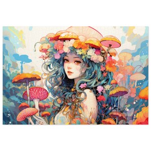 Animee Mushroom Girl Jigsaw Puzzle (1000-Piece) Family Game Night Adult Puzzle Christmas Gift