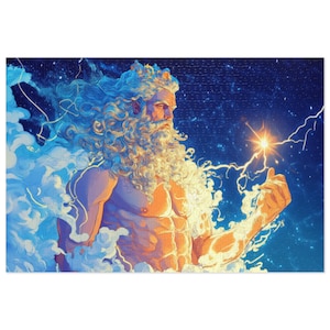 Zeus Jigsaw Puzzle (1,000-Piece) - Greek God of Thunder Artwork, Collector&#39;s Tin Box, Mythology Gift, Impressionist Puzzle, Home Decor