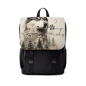 I Love My Husky Backpack, Husky Lovers, Husky parent, Siberian Husky, Travel Backpack, School Backpack, Everyday backpack, Casual Backpack