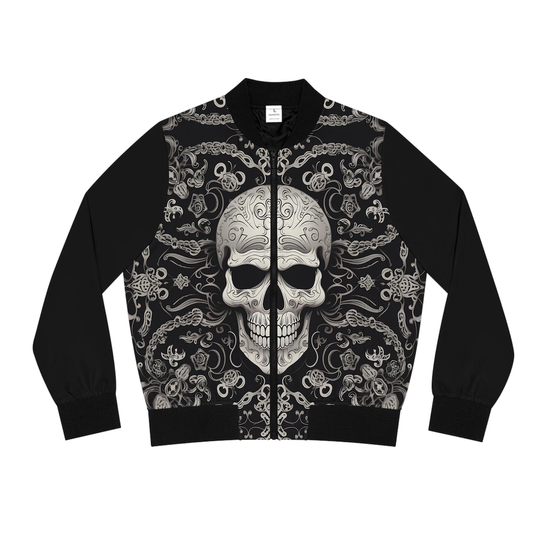 Gothic Vintage Skull Woman's Bomber Jacket Lite Weight Fashion Casual ...