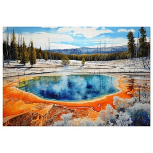 Grand Prismatic Spring Yellowstone National Park Jigsaw Puzzle (1000-Piece) Family Game Night Adult Puzzle Outdoors Hiking Christmas Gift