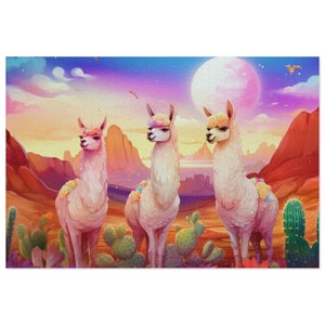 3 Desert Llama Boho Style Jigsaw Puzzle (1000-Piece) Family Game Night Adult Puzzle Christmas Gift