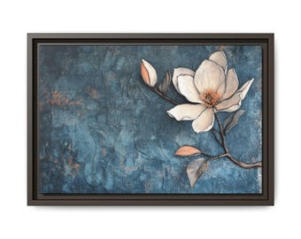 White Magnolia Floral Canvas Print, Botanical Wall Art, Elegant Home Decor