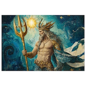 Poseidon Jigsaw Puzzle, Mythical Majesty 1000-Piece, Greek Mythology Art, Impressionist Style, Gift for Art Lovers, Sea King Puzzle, Oceanic