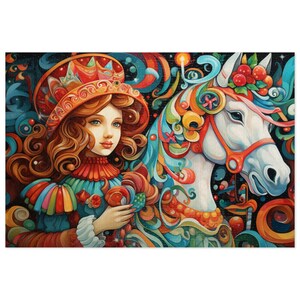 Victorian Girl Majestic White Horse Puzzle Family Fun Game Puzzle Mentally Stimulating Game Kid and Adult Game Night Puzzle