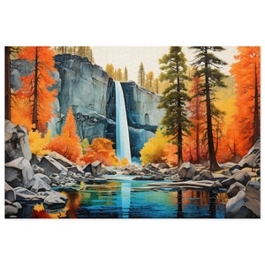 Rainbow Falls Mammoth Ca Jigsaw Puzzle (1000-Piece) Family Game Night Adult Puzzle Outdoors Hiking Christmas Gift