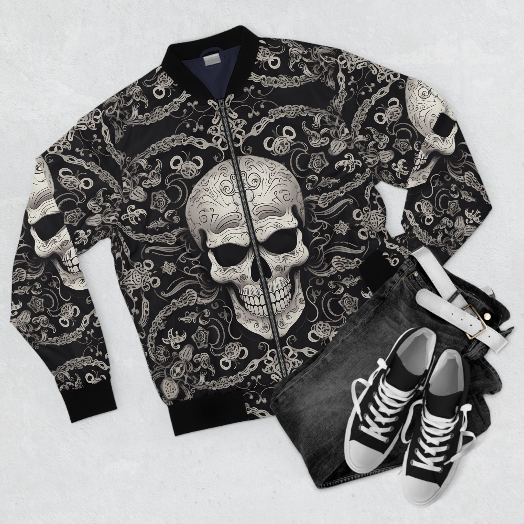 Skull Bomber Jacket - Etsy