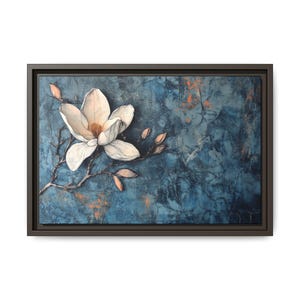 Canvas Art, Magnolia Floral Print, White Flower Wall Decor, Elegant Home Decor, Botanical Art Gift, Matte Canvas Framed Art