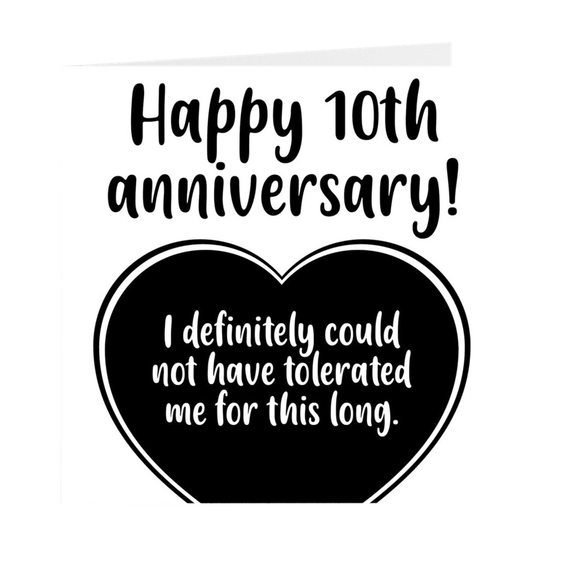 Funny 10th Anniversary Card Funny 10 Year Anniversary Card Etsy