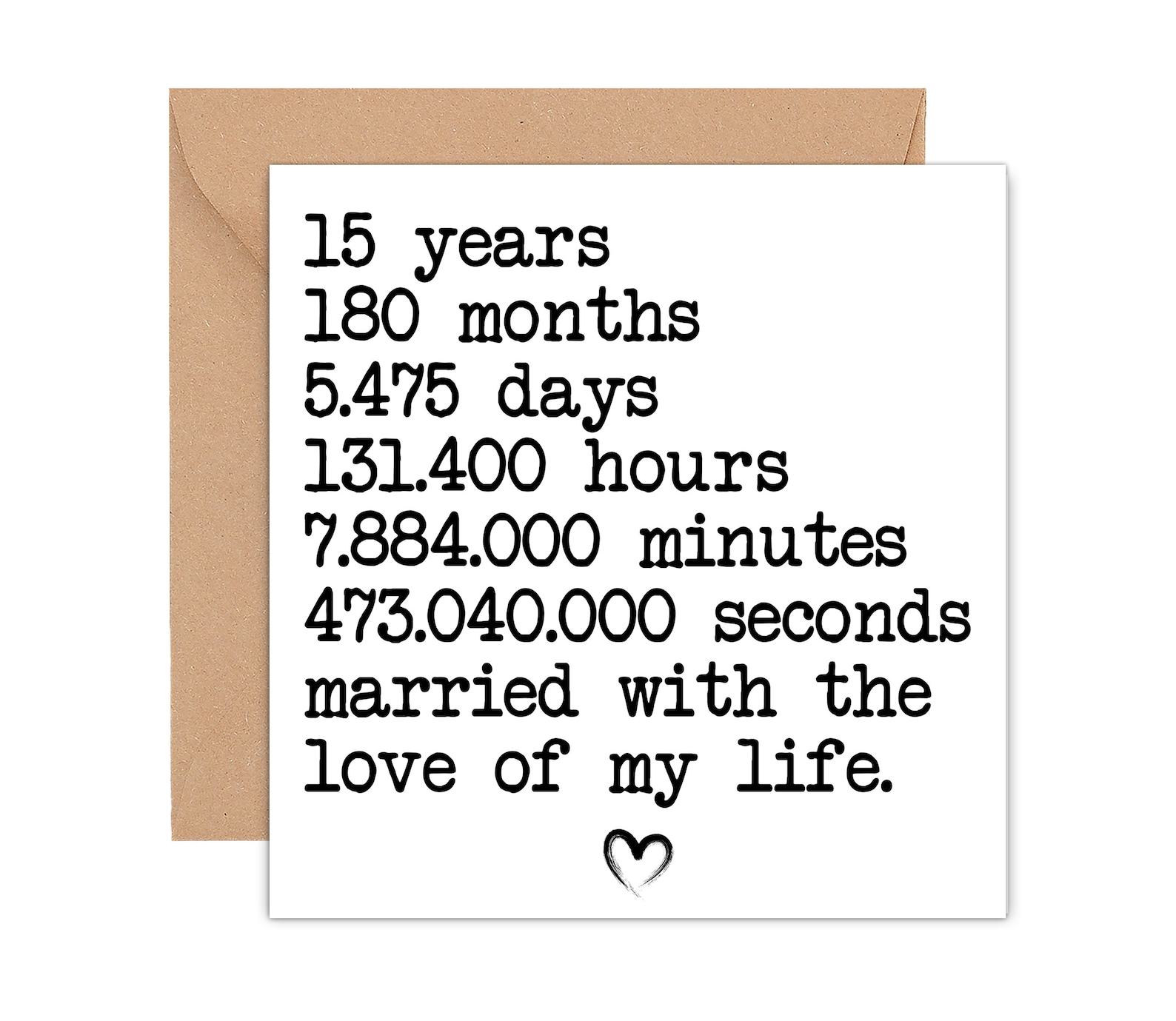 Cute 15th Anniversary Card for Husband 15 Year Anniversary Etsy