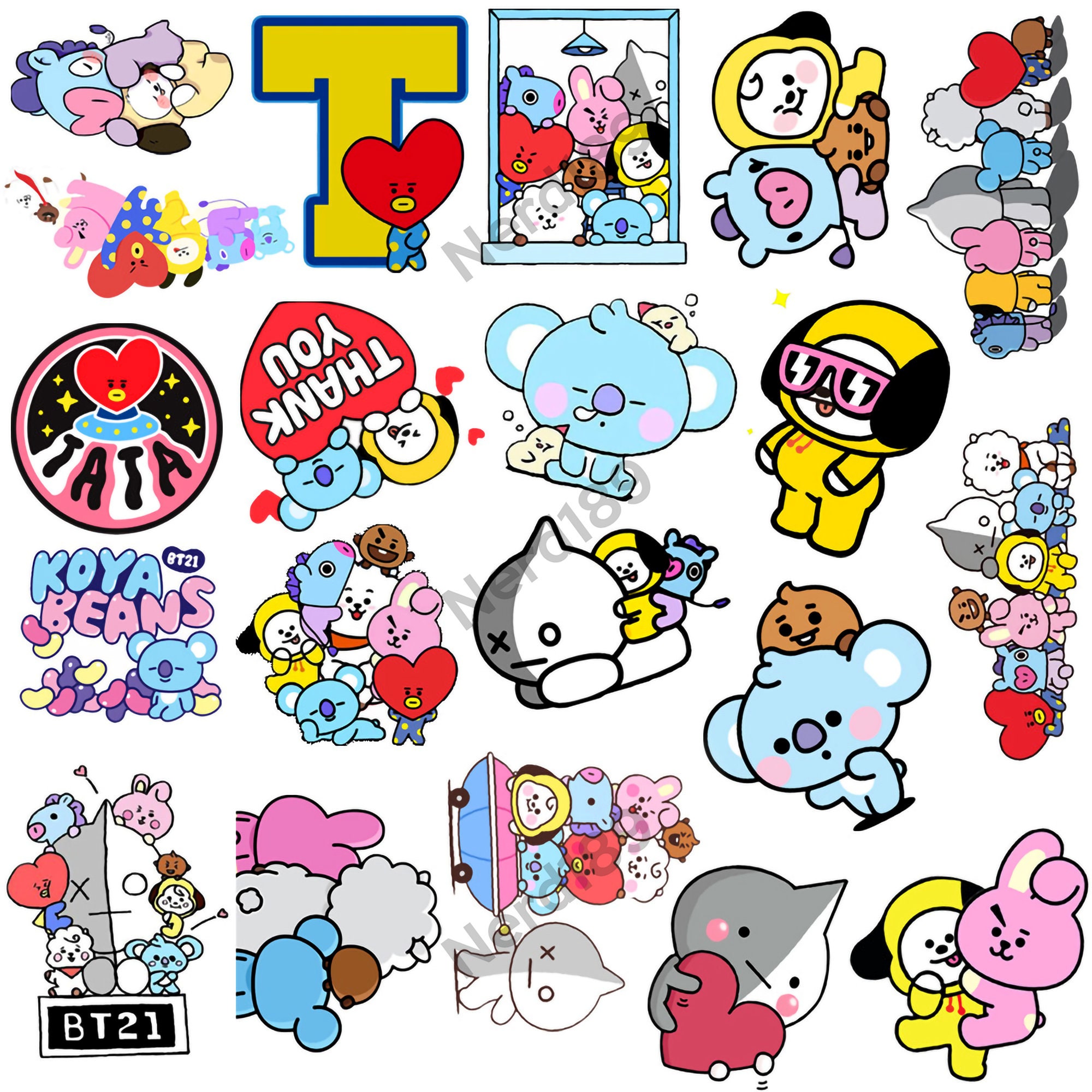 50 pcs cute bt21 sticker pack kpop stars bts waterproof etsy