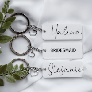 Porte-clés de demoiselle d'honneur | Cadeau de demoiselle d'honneur | Cadeau de mariée | Cadeau de fête de mariage | Cadeaux pour elle | Douche nuptiale | Porte-clés personnalisé