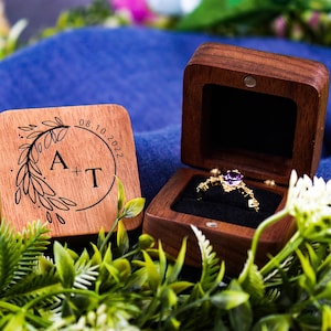 Personalized Wedding Ring Box Custom Wood Ring Box Engagement Ring Box Ring Bearer Single Slot Ring Box Proposal Engraved Ring Holder