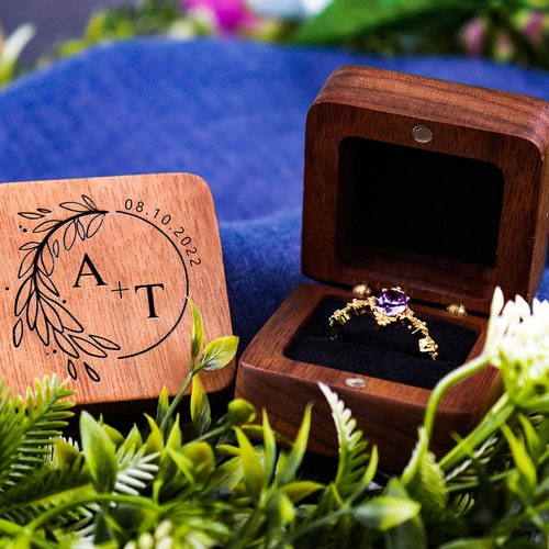 Personalized Wedding Ring Box Custom Wood Ring Box Engagement Etsy