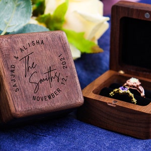 Personalized Wedding Ring Box Custom Wood Ring Box Engagement Ring Box Ring Bearer Single Slot Ring Box Proposal Engraved Ring Holder