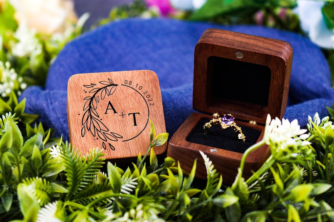 Personalized Wedding Ring Box Custom Wood Ring Box Engagement Etsy
