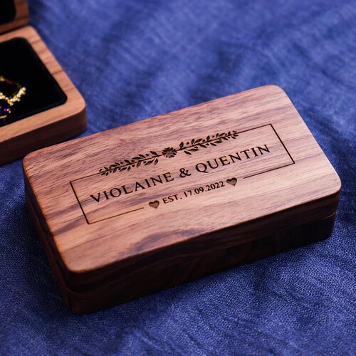 Personalized Wedding Ring Box Custom Wood Ring Box Engagement Etsy